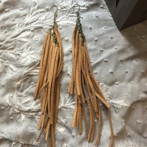 Leather fringe boho earrings